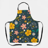 Navy Floral Garden Whimsical Spring Pattern Schort (Voorkant)