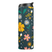 Navy Floral Garden Whimsical Spring Pattern Thermosbeker (Gedraaid links)