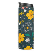 Navy Floral Garden Whimsical Spring Pattern Thermosbeker (Geroteerd rechts)