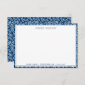 Navy Floral Greenery | Aangepaste correspondentie Notitiekaartje (Voorkant / Achterkant)