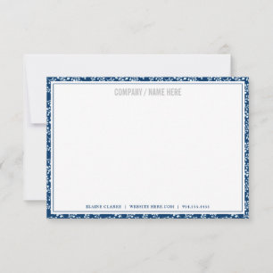 Navy Floral Greenery   Aangepaste correspondentie Notitiekaartje