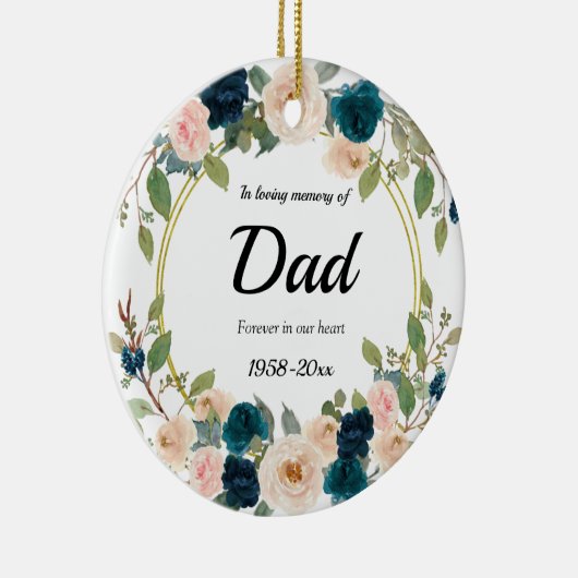 Navy Floral in Loving Memory of Dad Ornament (Rechts)