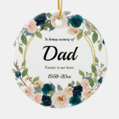 Navy Floral in Loving Memory of Dad Ornament (Voorkant)