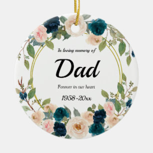Navy Floral in Loving Memory of Dad Ornament