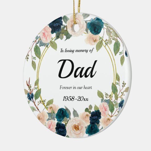 Navy Floral in Loving Memory of Dad Ornament (Links)