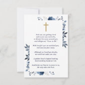 Navy Floral Memorial begrafenis gebed foto kaart (Achterkant)