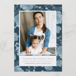 Navy Floral-Moederdag Kaart