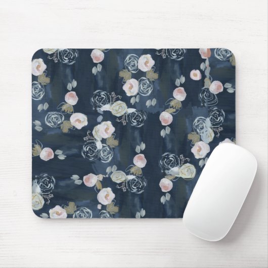 Navy Floral Mousepad Muismat (Met muis)