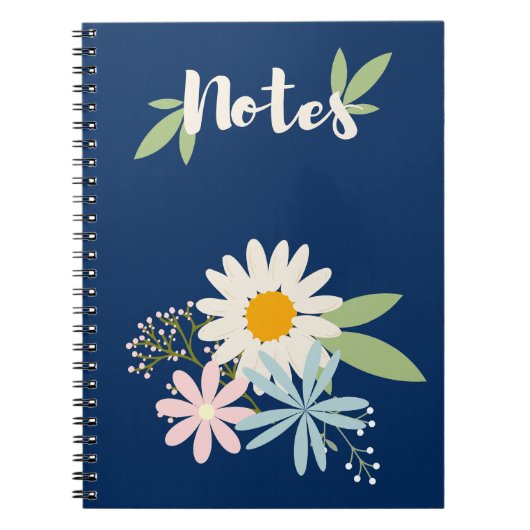 Navy Floral Notitieboek (Voorkant)