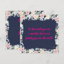 Navy Floral Pink Typography Mother's Day Card Feestdagenkaart