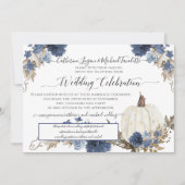 Navy Floral Pumpkin Rustic Wedding Celebration Kaart (Voorkant)