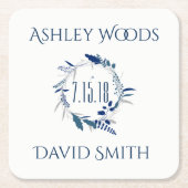 Navy Floral redt het Date Onderzetter (Voorkant)