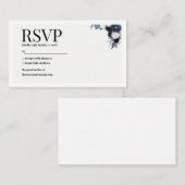 Navy Floral RSVP Card Informatiekaartje (Voorkant / Achterkant)