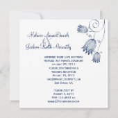 Navy Floral Swirls White Post Wedding Invita Kaart (Achterkant)