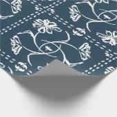 Navy Floral Tegels Cadeaupapier (Hoek)