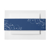 Navy Floral Vines Invitation Belly Band Uitnodigingen Wikkel (Voorkant Voorbeeld)