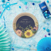 Navy Floral Vrijgezellenfeest Papieren Bordje (Feest)