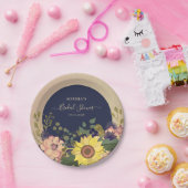 Navy Floral Vrijgezellenfeest Papieren Bordje (Feest)