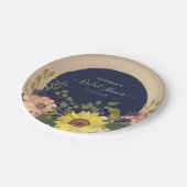 Navy Floral Vrijgezellenfeest Papieren Bordje (Gekanteld)