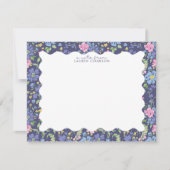 Navy Floral Wavy Frame Note Card Kaart (Voorkant)