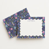 Navy Floral Wavy Frame Note Card Kaart