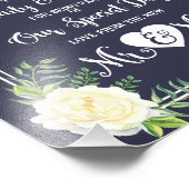 Navy floral with a elegant Ivory Roos DANK U Foto Afdruk (Hoek)