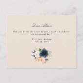 Navy floral zal je mijn Maid of Honor kaart zijn (Achterkant)