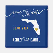 Navy Florida Wedding Save the Date Map Magneet (Voorkant)