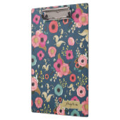 Navy Flower Pattern Modern gepersonaliseerd klembo Klembord (Links)