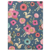 Navy Flower Pattern Modern gepersonaliseerd klembo Klembord (Achterkant)