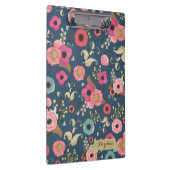 Navy Flower Pattern Modern gepersonaliseerd klembo Klembord (Rechts)