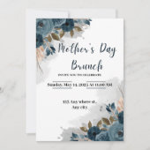 Navy Flower Waterverf Moederdag Brunch Kaart (Voorkant)