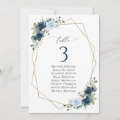 Navy Flowers, Blauwe Bloemen, Zitplaatskaart Kaart (Voorkant)