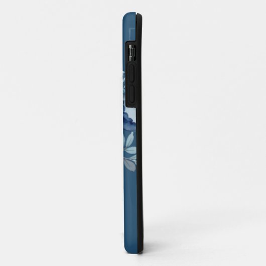 Navy Flowers | Blauwe persoonlijke naam Case-Mate iPhone Case (Achterkant/links)