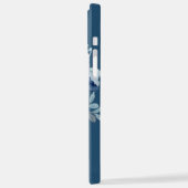 Navy Flowers | Blauwe persoonlijke naam iPhone Hoesje (Linkerkant)