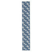 Navy Flowers Blue and White Table Runner Lange Tafelloper (Voorkant)
