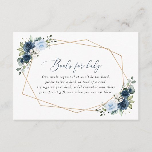 Navy Flowers, Blue Flowers, Boho, Boeken voor Baby Informatiekaartje (Voorkant)