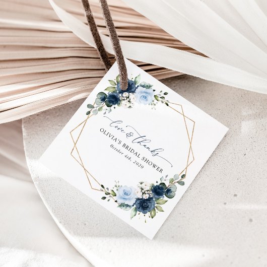 Navy Flowers, Blue Flowers, Boho, Vrijgezellenfees Bedankjes Labels