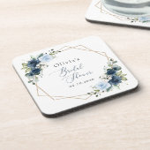 Navy Flowers, Blue Flowers, Boho, Vrijgezellenfees Bier Onderzetter (Linkerzijde)