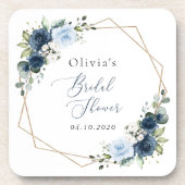 Navy Flowers, Blue Flowers, Boho, Vrijgezellenfees Bier Onderzetter (Voorkant)