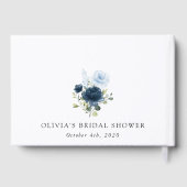 Navy Flowers, Blue Flowers, Boho, Vrijgezellenfees Gastenboek (Achterkant)