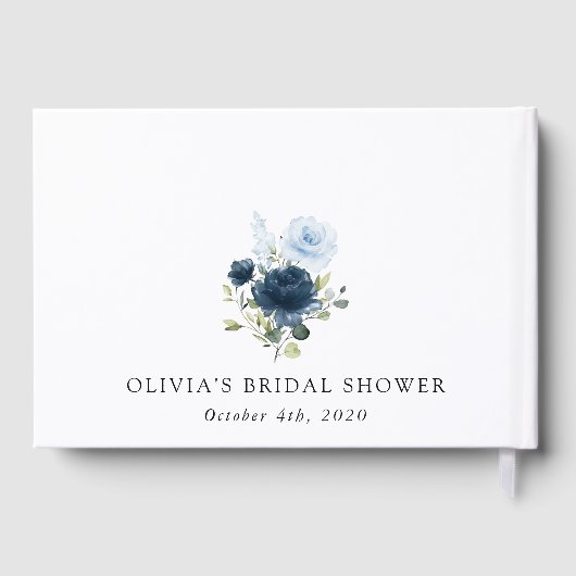 Navy Flowers, Blue Flowers, Boho, Vrijgezellenfees Gastenboek (Achterkant)