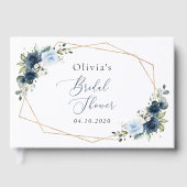 Navy Flowers, Blue Flowers, Boho, Vrijgezellenfees Gastenboek (Voorkant)