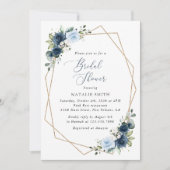 Navy Flowers, Blue Flowers, Boho, Vrijgezellenfees Kaart (Voorkant)