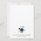 Navy Flowers, Blue Flowers, Boho, Vrijgezellenfees Kaart (Achterkant)
