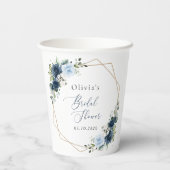 Navy Flowers, Blue Flowers, Boho, Vrijgezellenfees Papieren Bekers (Achterkant)