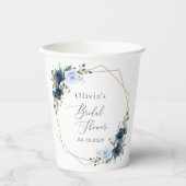 Navy Flowers, Blue Flowers, Boho, Vrijgezellenfees Papieren Bekers (Voorkant)