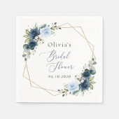 Navy Flowers, Blue Flowers, Boho, Vrijgezellenfees Servet (Voorkant)