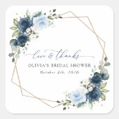 Navy Flowers, Blue Flowers, Boho, Vrijgezellenfees Vierkante Sticker (Voorkant)