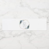 Navy Flowers, Blue Flowers, Boho, Vrijgezellenfees Waterfles Etiket (Enkel label)